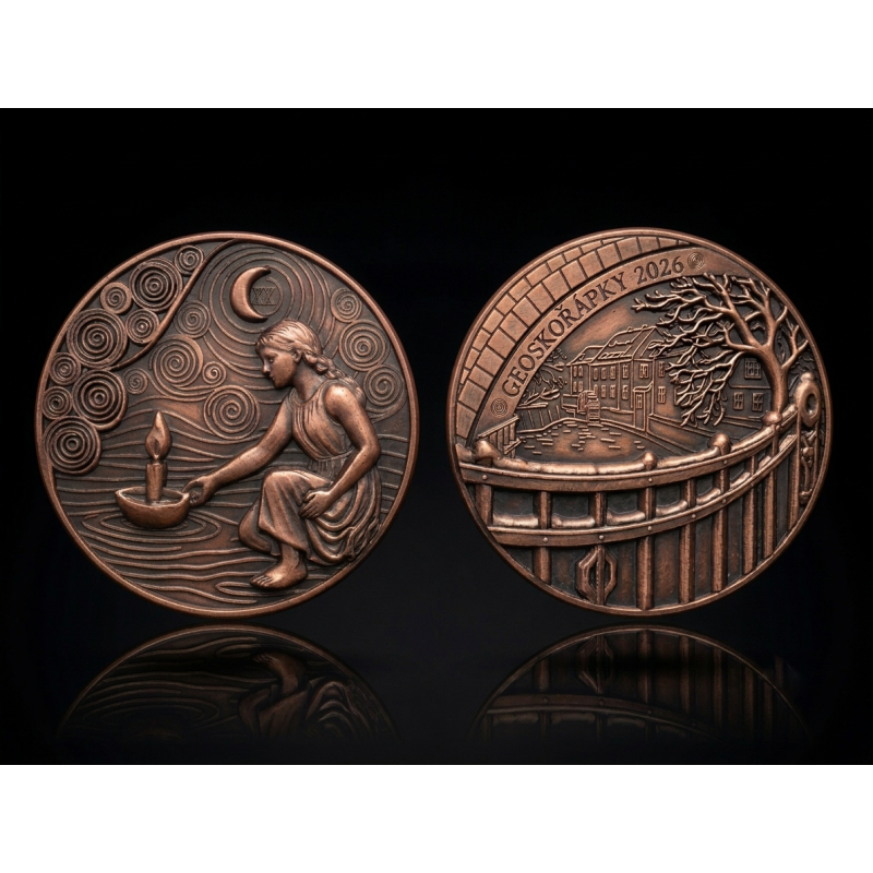 Geocoin patinovaná měď